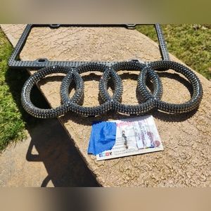 2013 Audi Q5 Bling Emblem Rings Front Grille & License Frame Swarovski Black